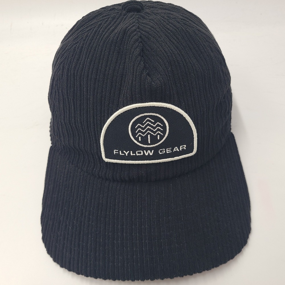 Flylow Gear Hat Strapback Black White Corduroy Patch Logo Ski Outdoors Snow Men